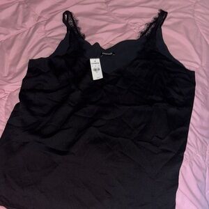 Black Lace Trim Blouse